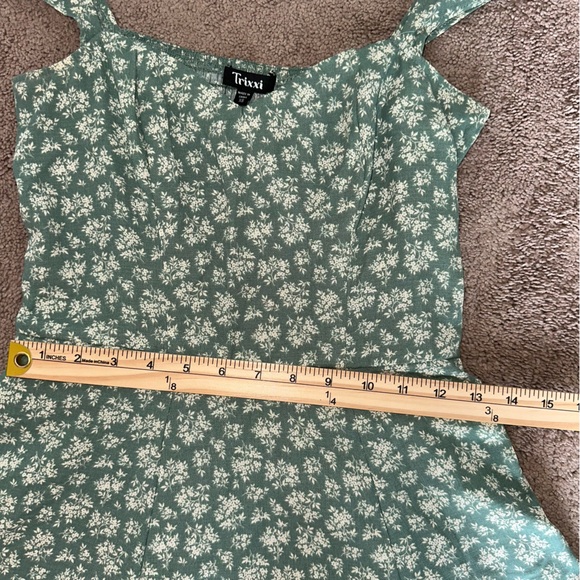 Trixxi Floral Off Shoulder Fit & Flare Dress Green Cottagecore Summer Dress XS - Picture 7 of 11